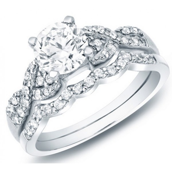 Delightful Cheap Diamond Wedding Set 1 Carat Round Cut Diamond On