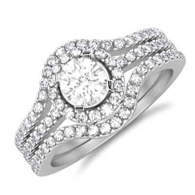 ...  Engagement Rings  Diamond Rings  Trio Wedding Ring Bridal Set On