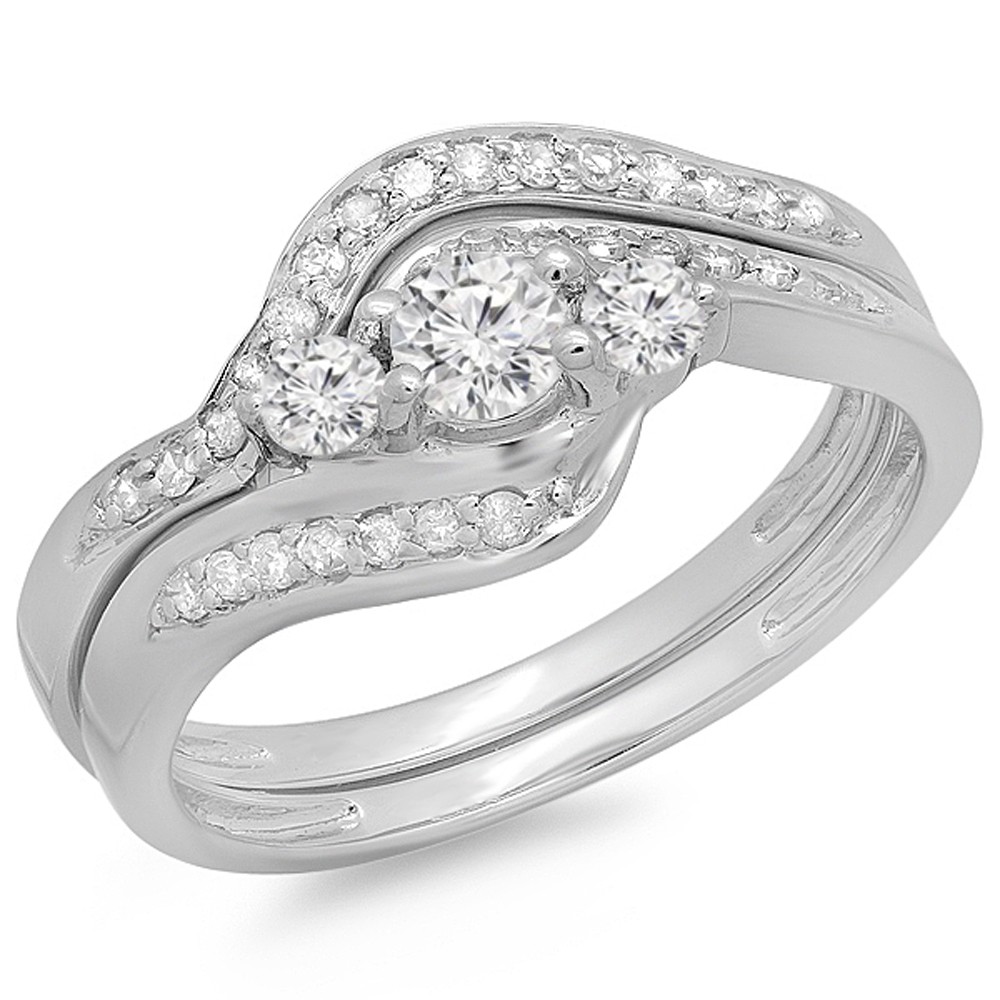 Carat Trilogy Round Diamond Bridal Set in White Gold