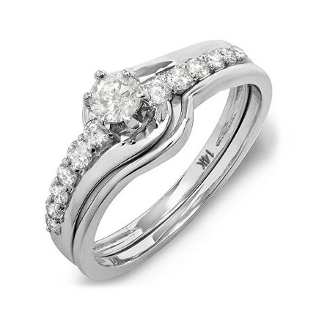 Half Carat Round Diamond Wedding Ring Set for Women