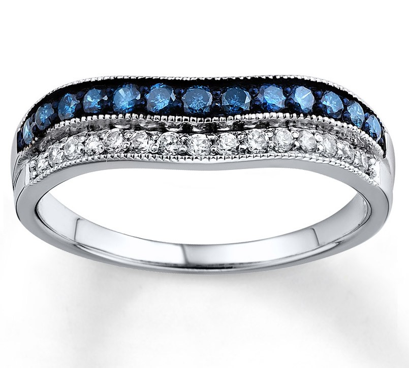 Designer Blue Sapphire and White Diamond Wedding Ring Band