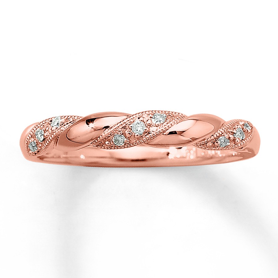 Inexpensive Round Diamond Wedding Ring Band in Rose Gold