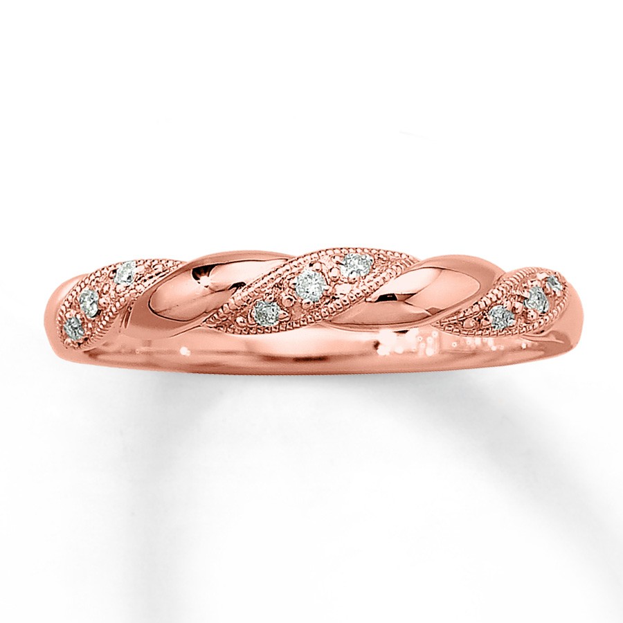 Inexpensive Round Diamond Wedding Ring Band in Rose Gold 