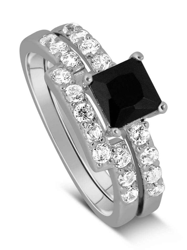Luxurious 1.50 Carat Princess cut Black and White Diamond