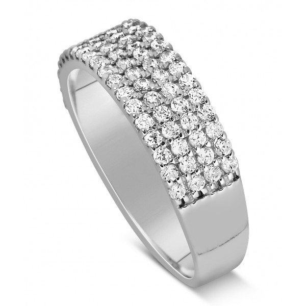 1 Carat 4 Row Diamond Wedding Ring Band for Her in White