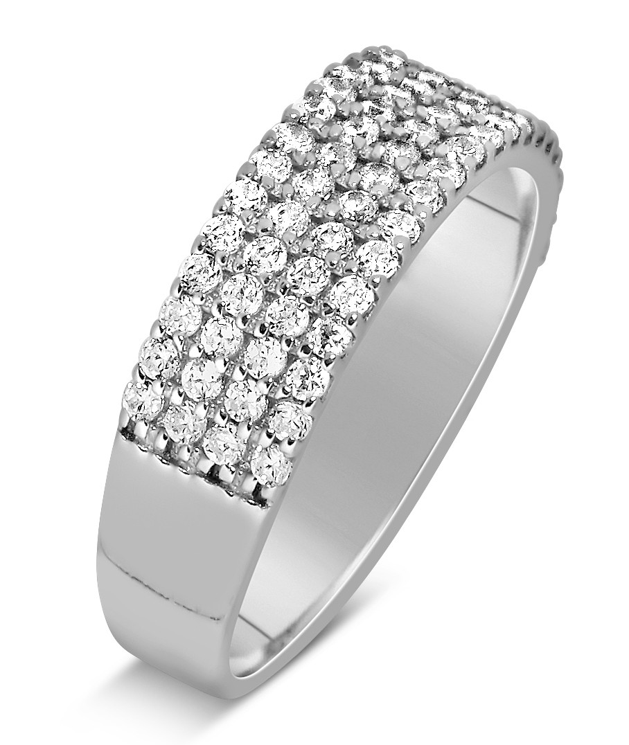 1 Carat 4 Row Diamond Wedding Ring Band for Her in White