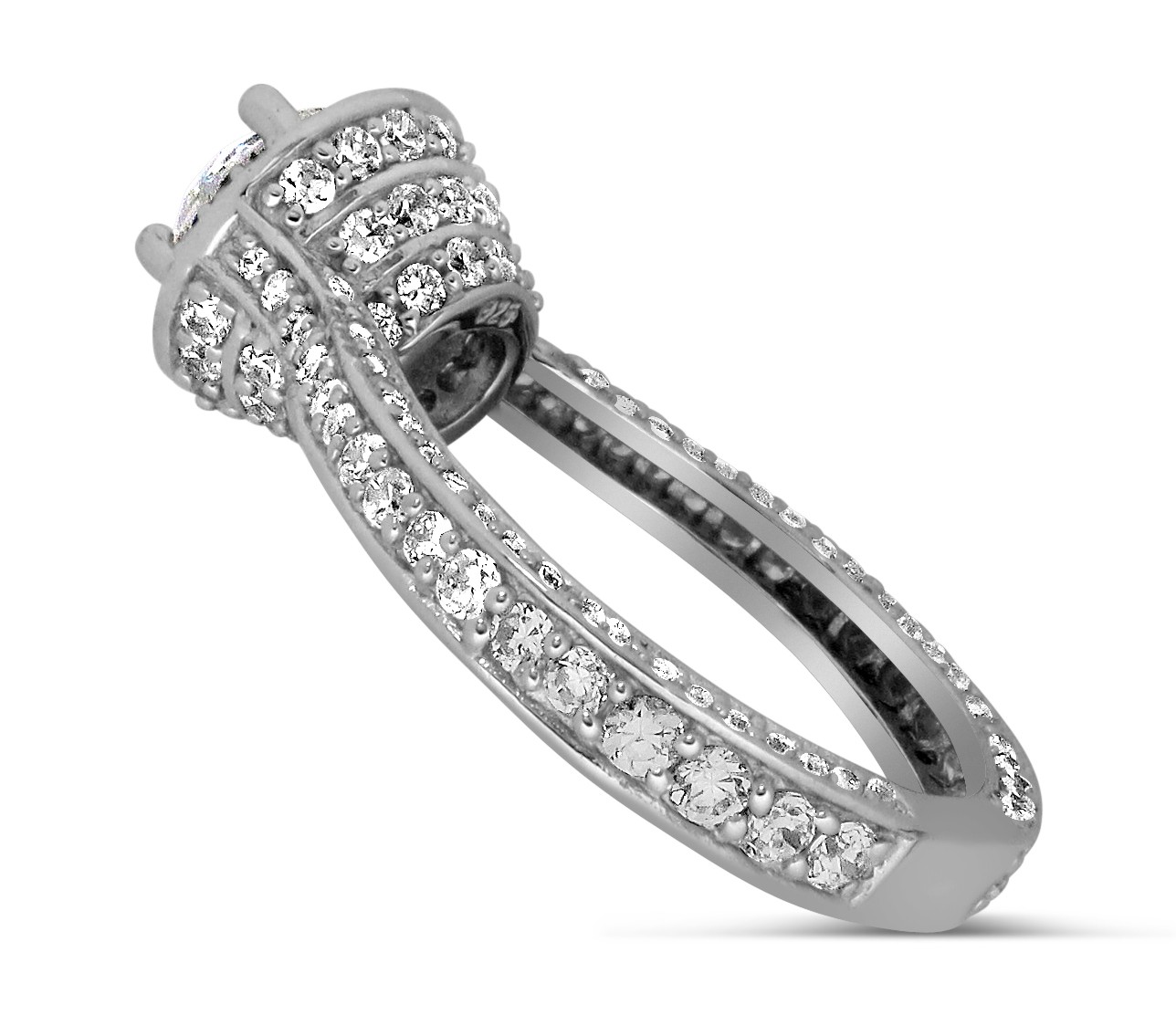 Designer 1 Carat Round Halo Diamond Engagement Ring for Women in White
