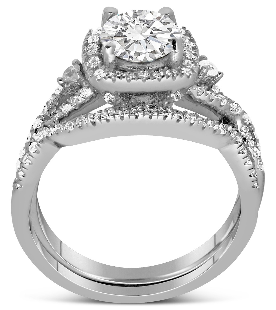 Carat Infinity design Round Wedding Ring Set in White Gold