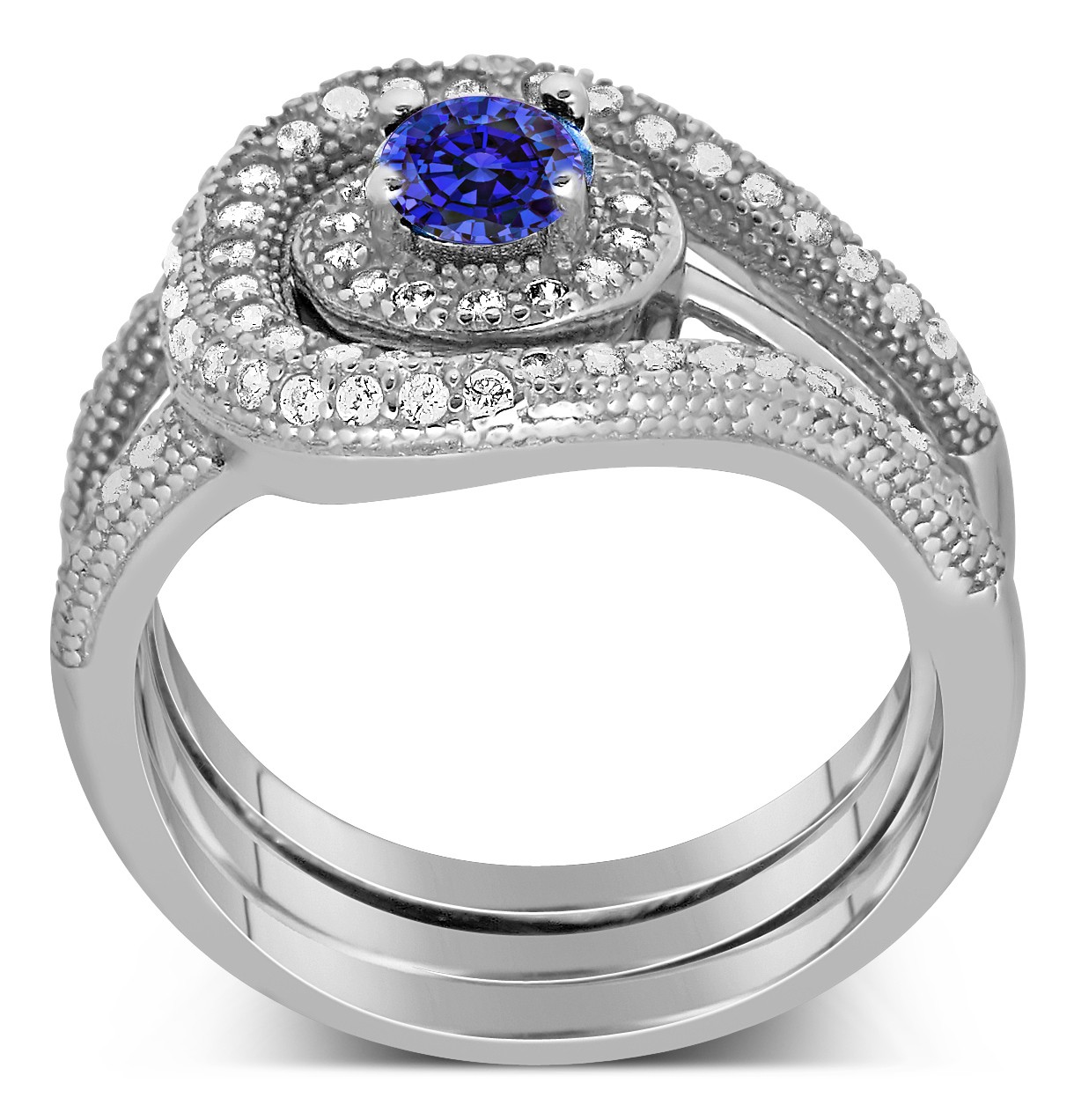 ... Carat Designer Sapphire and Diamond Wedding Ring Set in White Gold