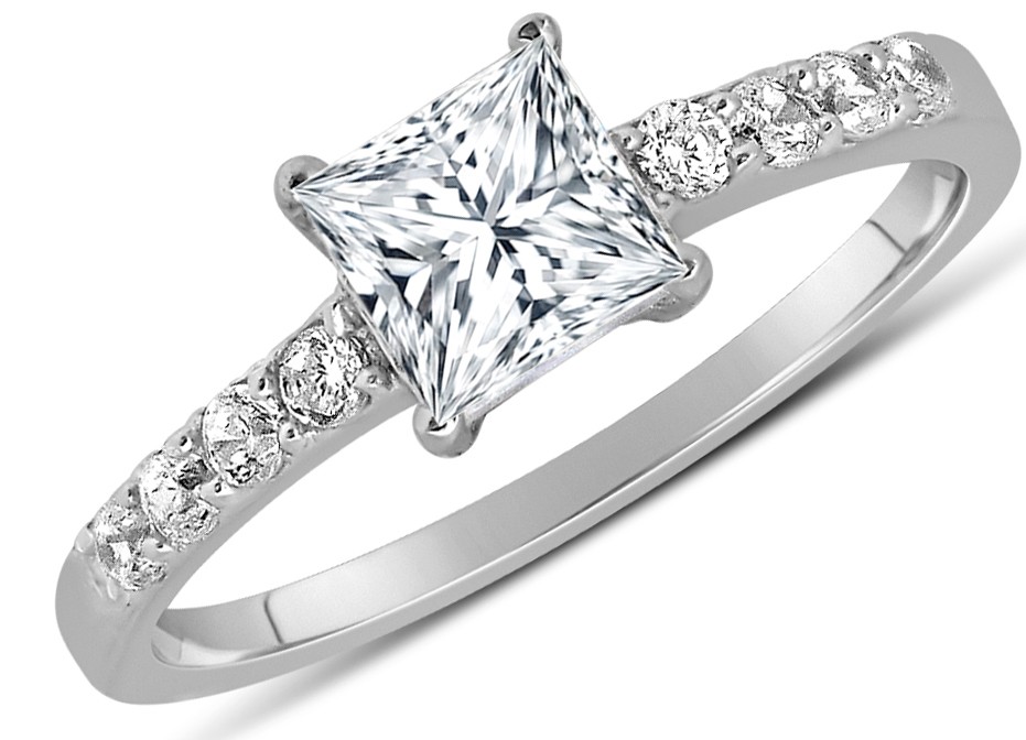 Diamond ring white gold princess cut