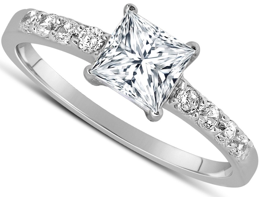 Princess cut diamond gold engagement rings