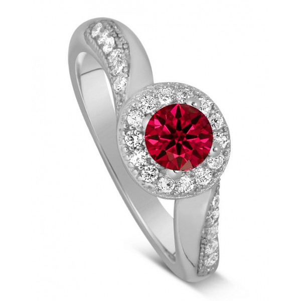 Antique Designer 1 Carat Red Ruby and Diamond Engagement Ring for Her