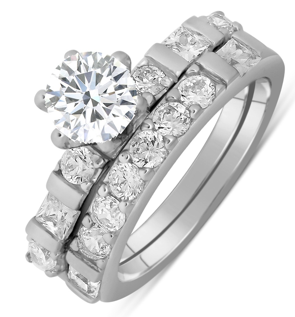 Carat Round Diamond Wedding Ring Set in White Gold