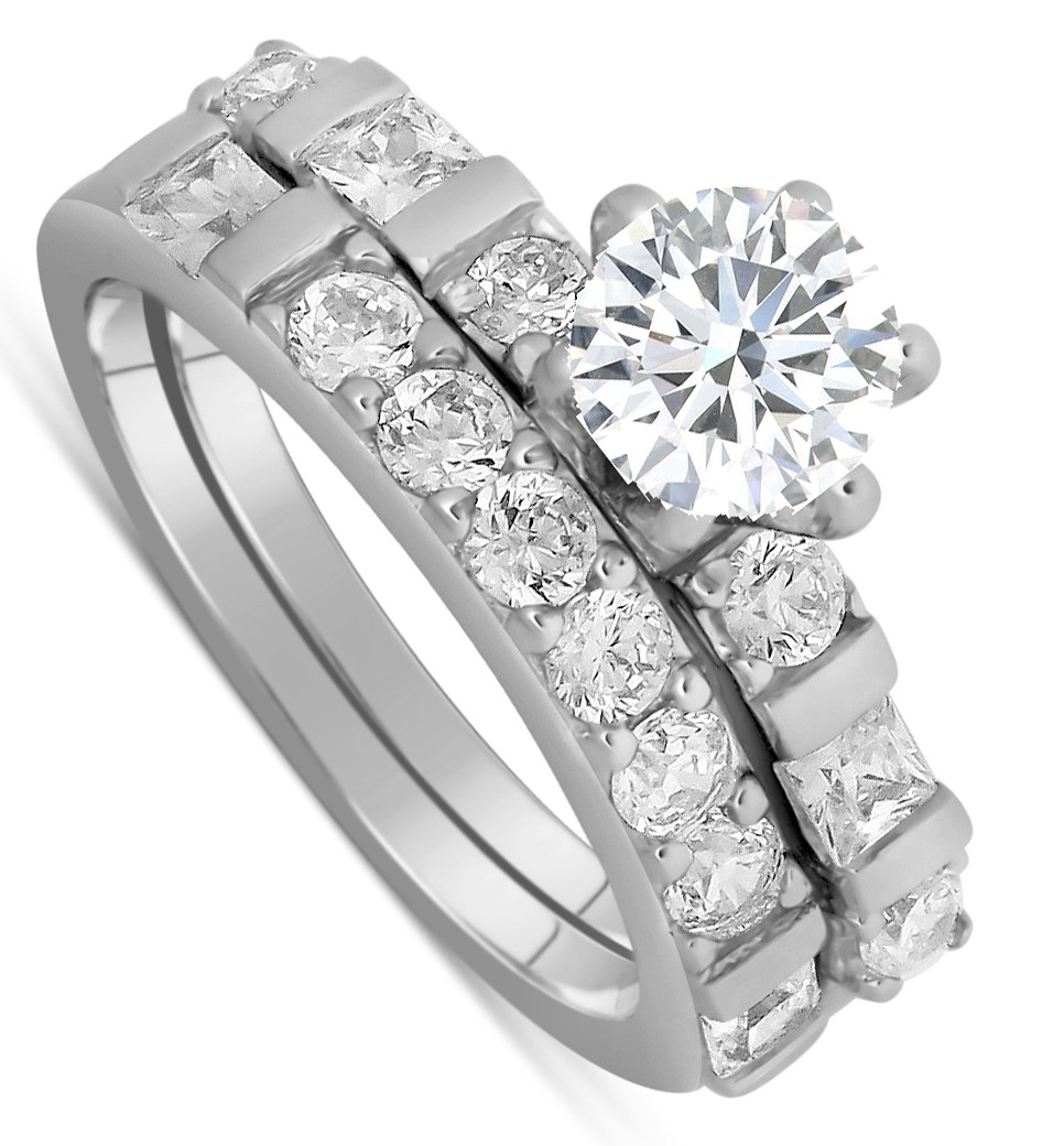 Carat Round Diamond Wedding Ring Set in White Gold