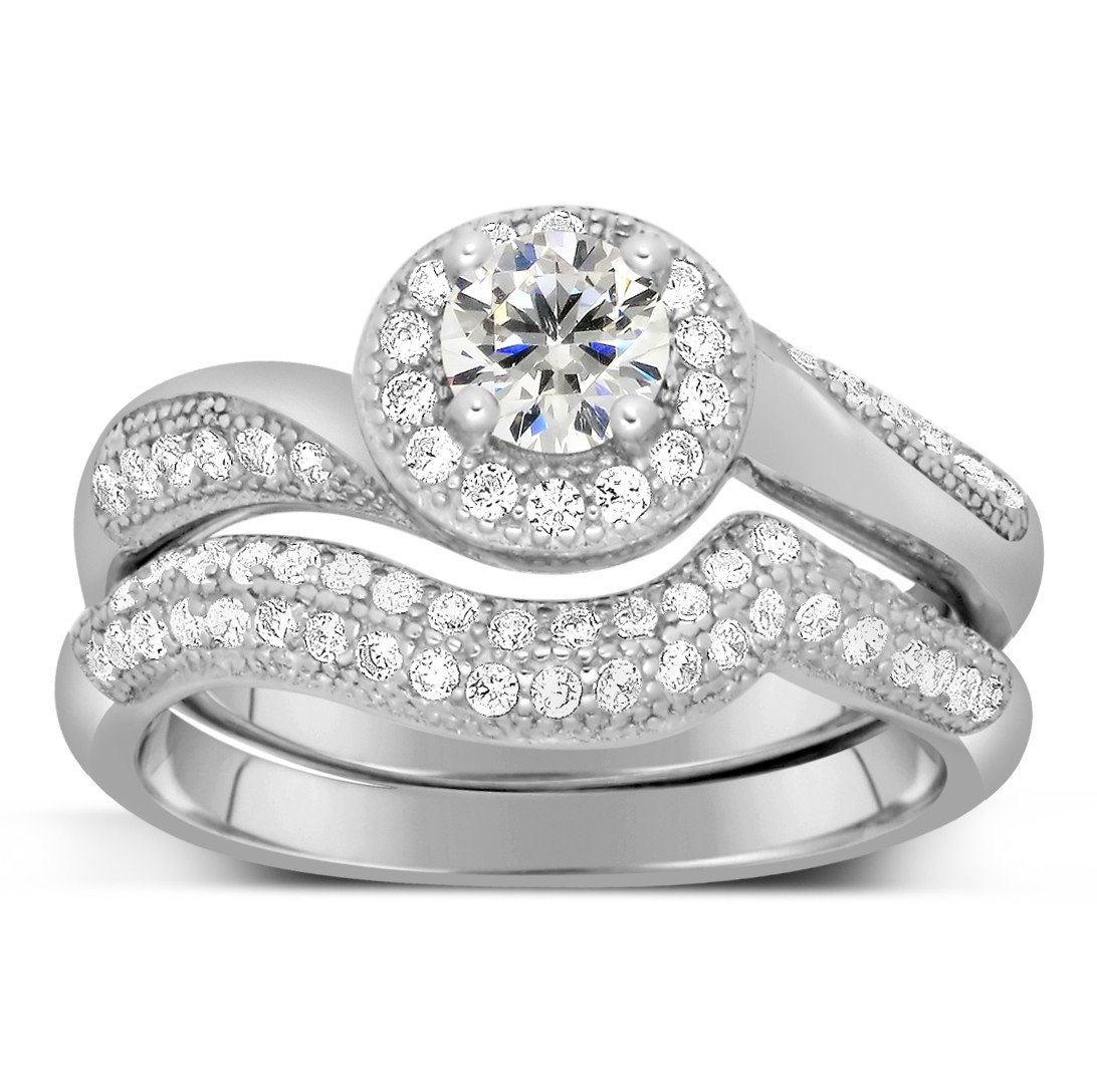 Antique Designer 2 Carat Round Diamond Bridal Ring Set for