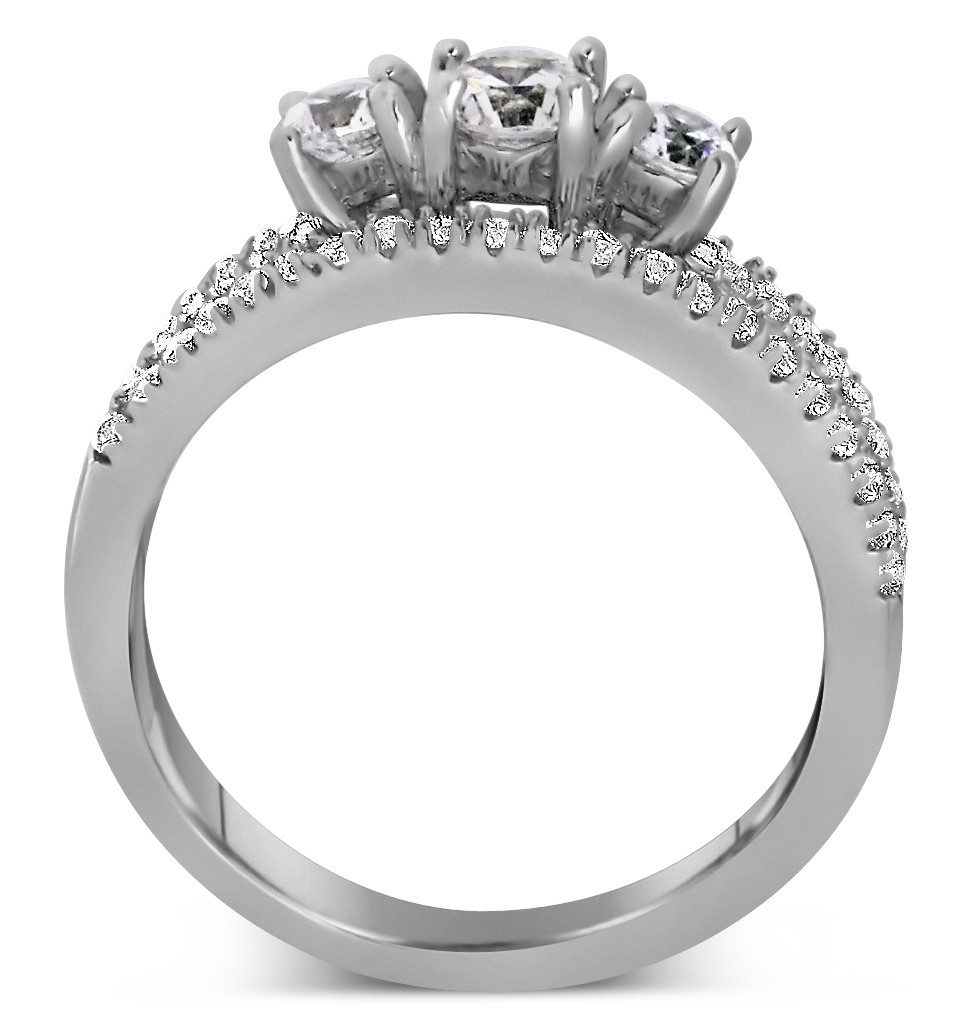 ... Carat Trilogy Design Three Stone Round Wedding Ring Set in White Gold