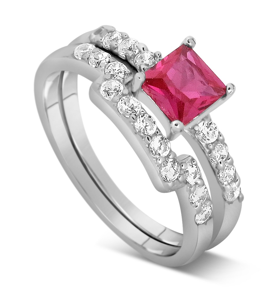 ... Carat Pink Sapphire and Diamond Wedding Ring Set in White Gold