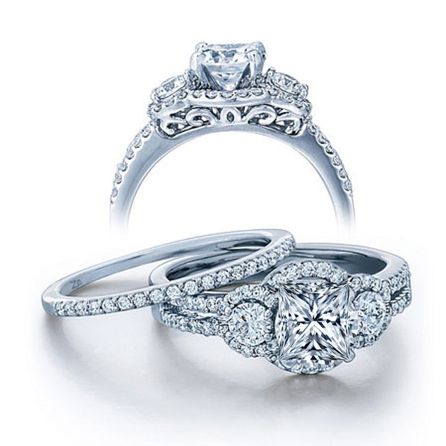 GIA Certified 2 Carat Princess cut Diamond Vintage Wedding