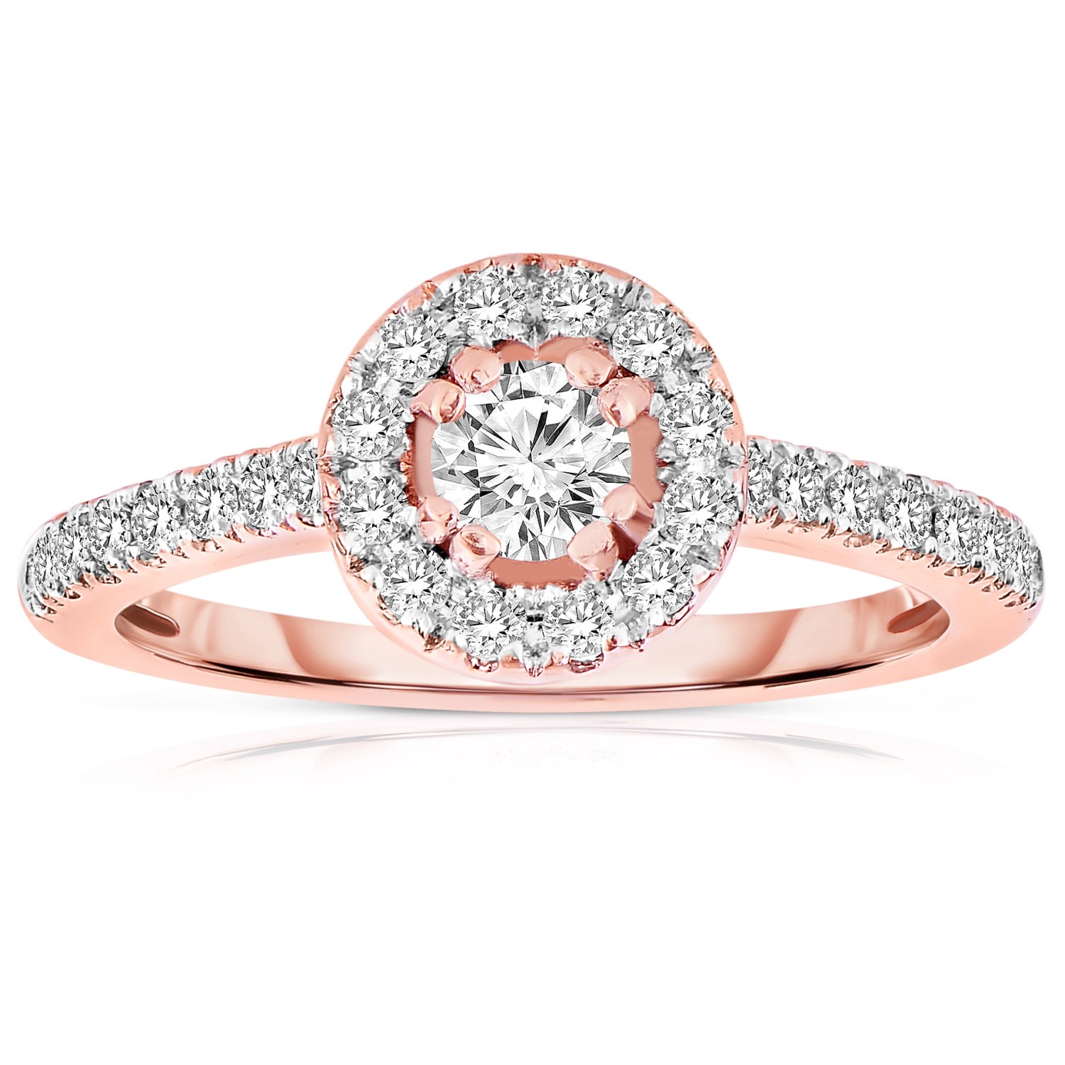 Rose Gold Ring: Rose Gold Ring Diamond Halo Ring