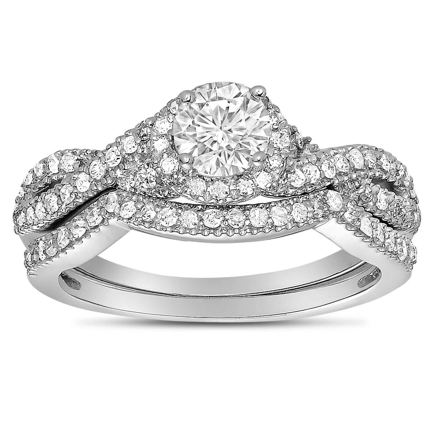 2 Carat Round Diamond Infinity Wedding Ring Set in White Gold for Her - JeenJewels