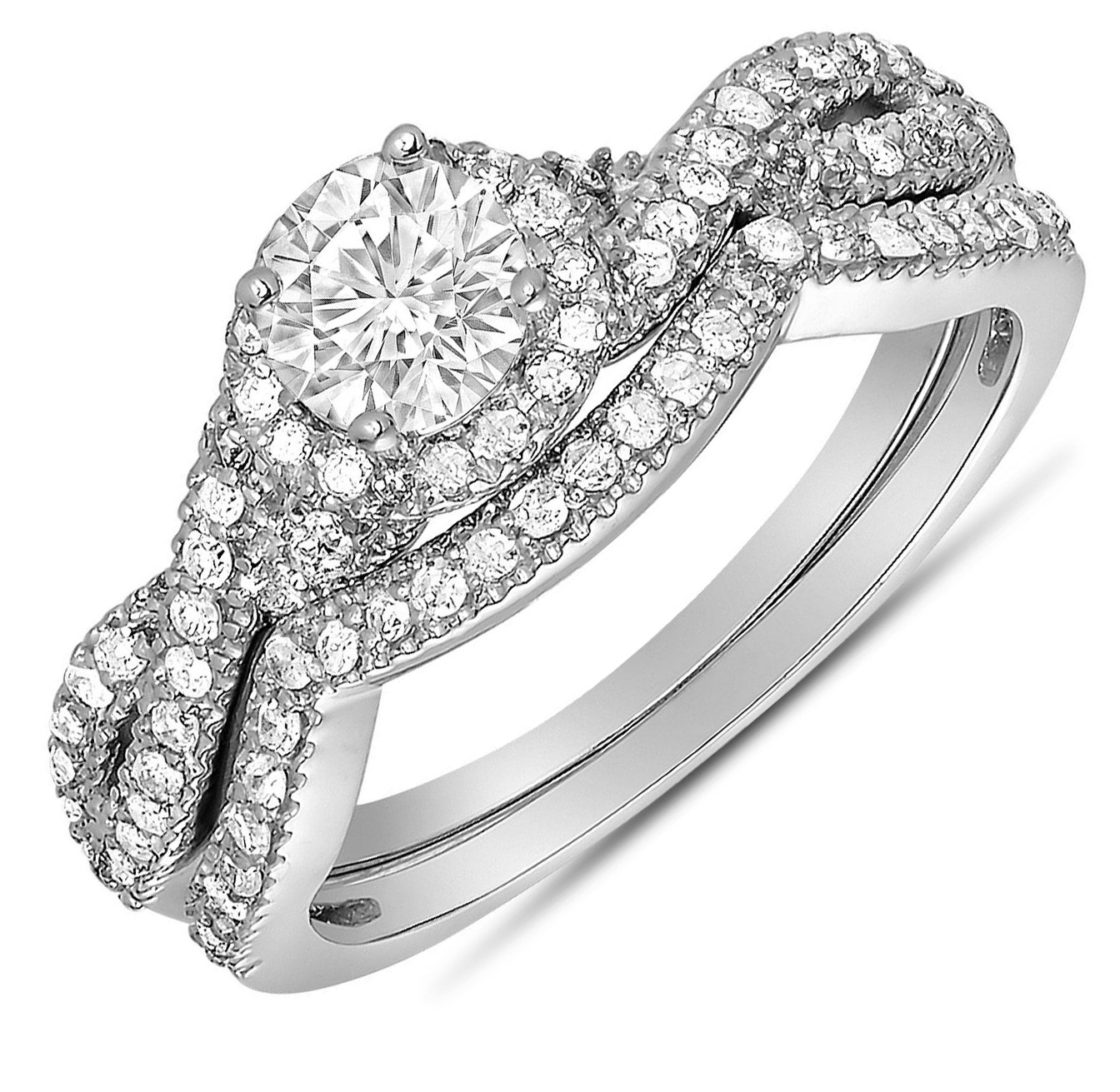 Carat Round Diamond Infinity Wedding Ring Set in White Gold for Her