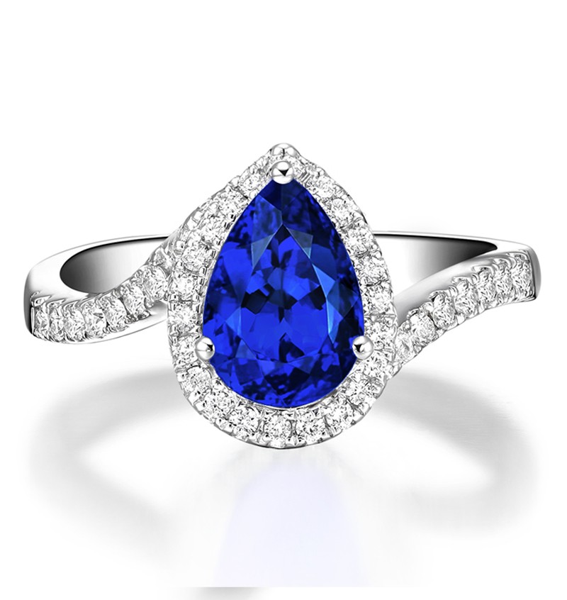 Gemstone Jewelry  Sapphire  1.50 Carat pear cut Sapphire and Diamond ...