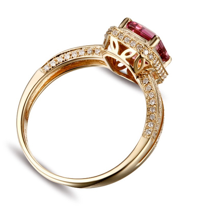 Luxurious 1.50 Carat Ruby and Diamond Halo Engagement Ring in Yellow
