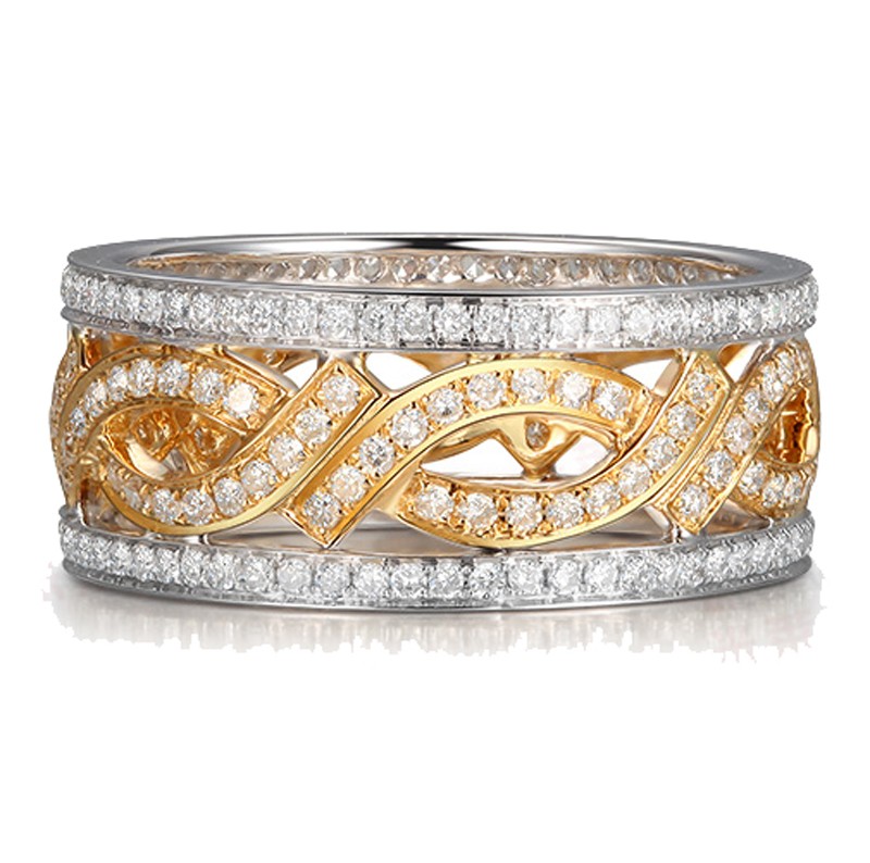 1 Carat Antique Diamond Wedding Ring Band in Two Tone