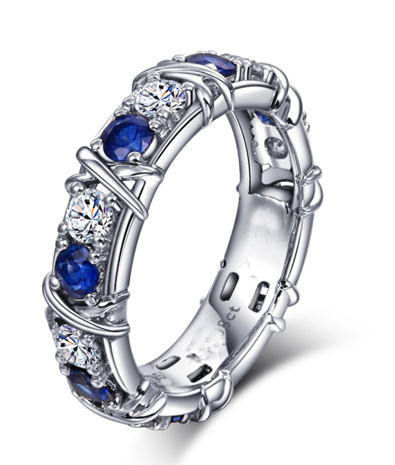 Designer 1 Carat alternating Diamond and Sapphire Wedding