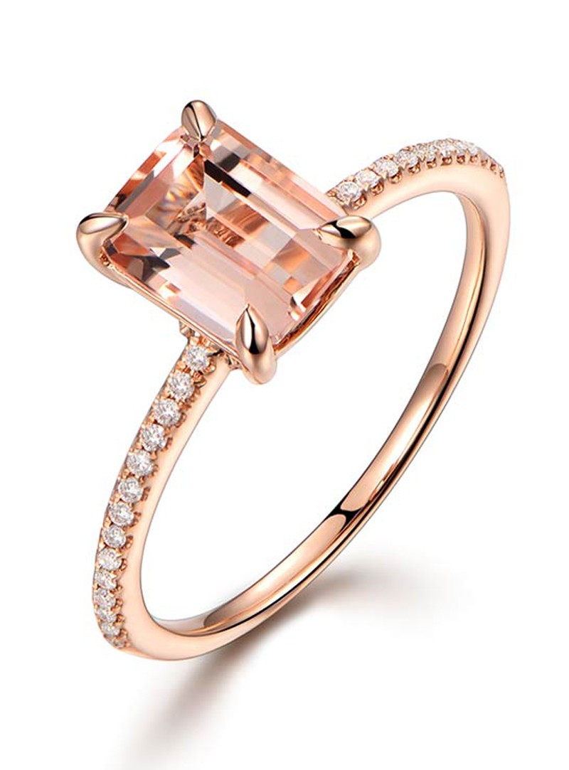 2 Carat Morganite and Diamond Classic Multistone Engagement Ring in