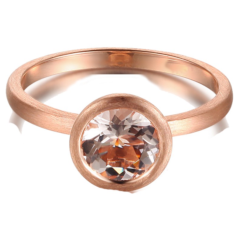 ... Bezel set Morganite Solitaire Gemstone Engagement Ring in Rose Gold