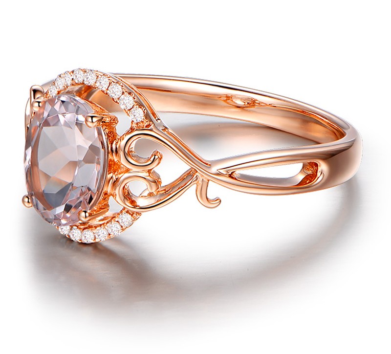  Carat Morganite and Diamond Engagement Ring in Rose Gold  JeenJewels