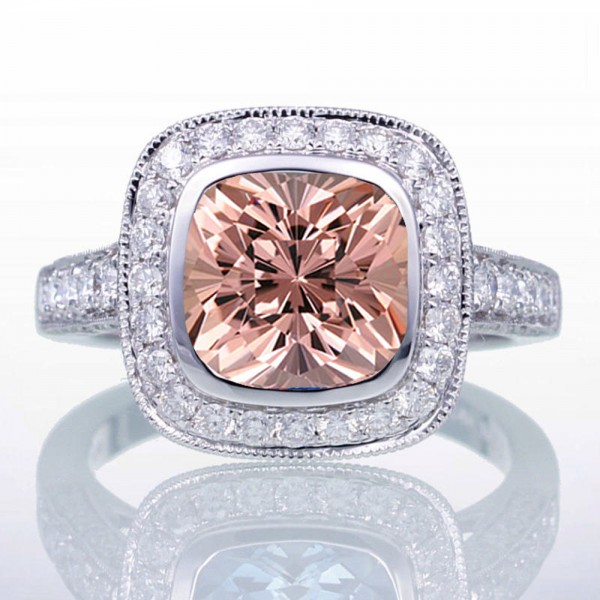 1.5 Carat Cushion Cut and Diamond Halo Vintage