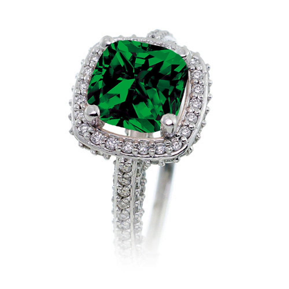 Emerald green wedding ring set