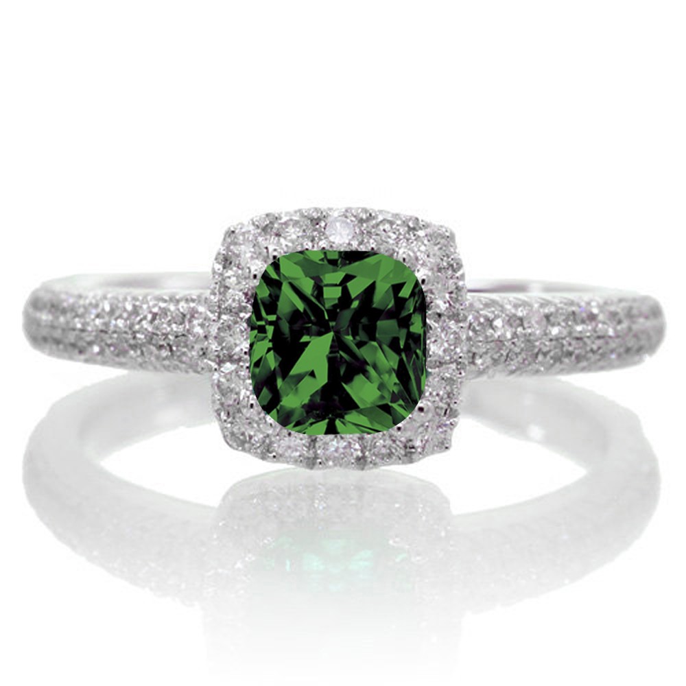 Engagement rings diamond with emeralds