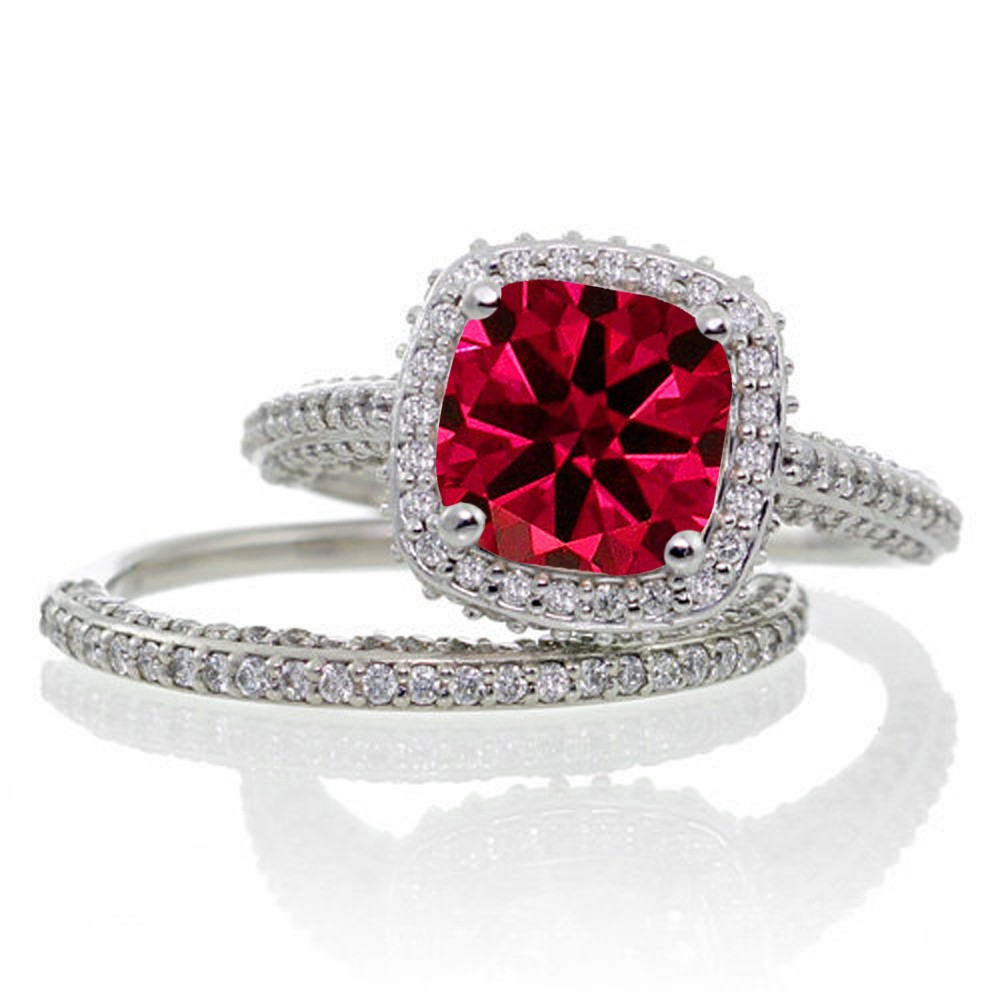 ruby wedding ring set