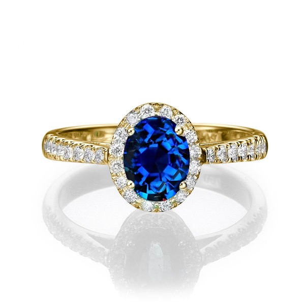 Gold diamond sapphire engagement rings