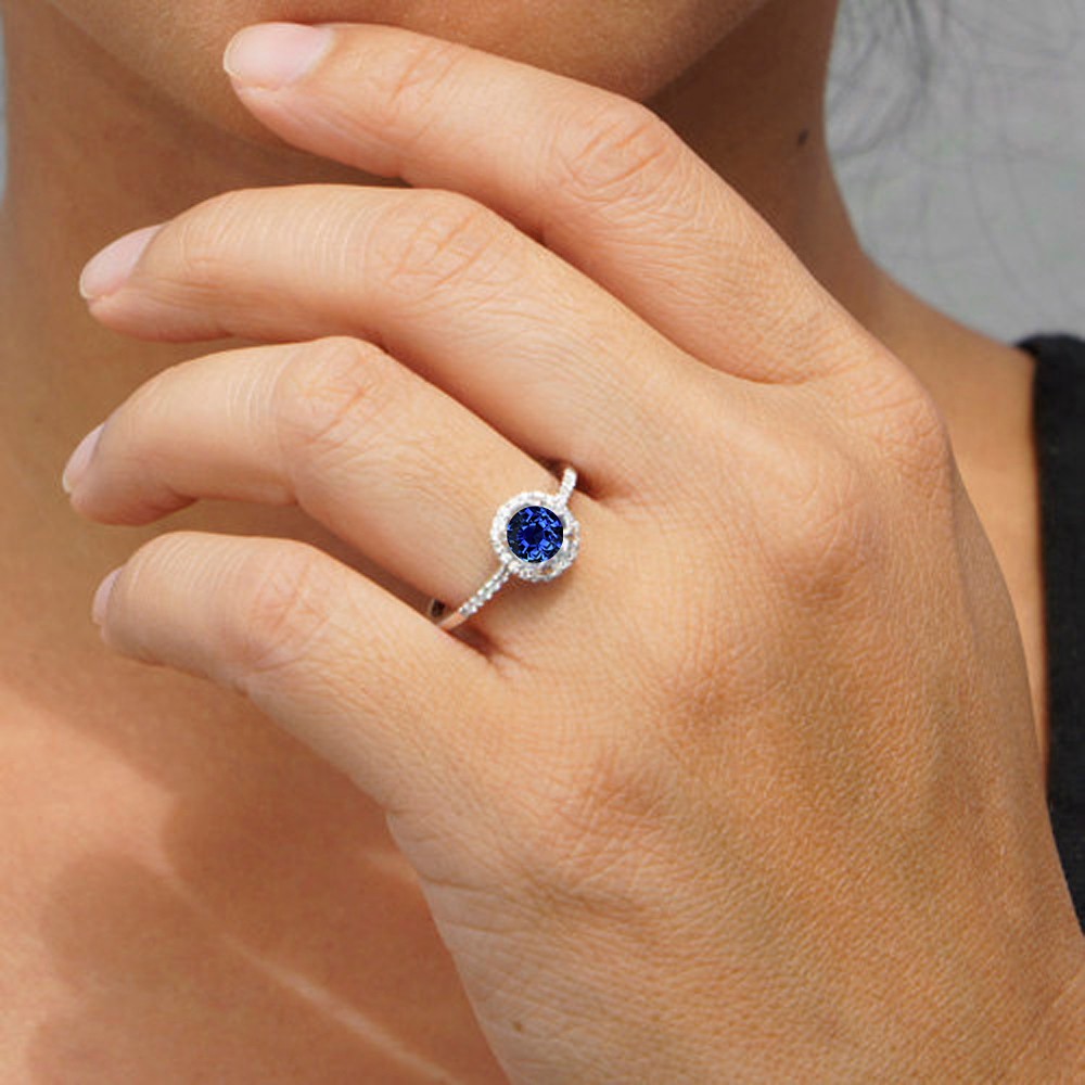 Gold diamond sapphire engagement rings