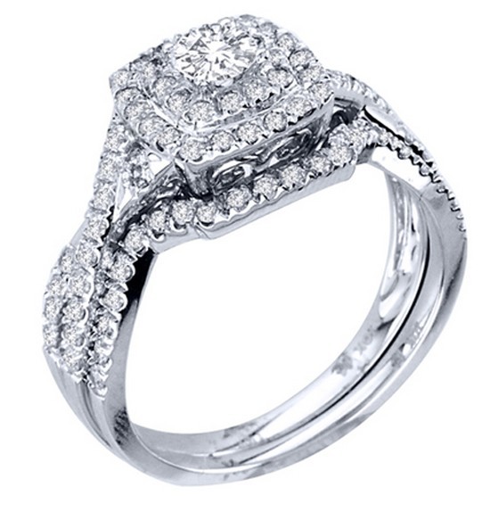 ... Diamond Luxurious Halo Cheap Diamond Wedding Ring Set 10K White Gold