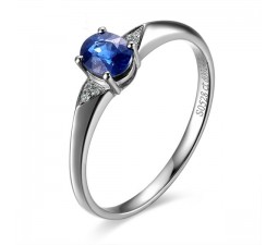 Exquisite Sapphire and Diamond Engagement Ring on 18k White Gold