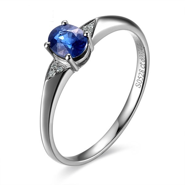 Exquisite Sapphire and Diamond Engagement Ring on 18k White Gold ...