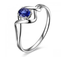 Solitaire Sapphire Engagement Ring on 10k White Gold