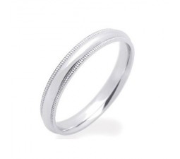 3mm MillGrain Finish Comfort Fit Wedding Band on 10k White Gold