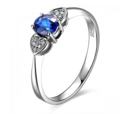 Twin Hearts Shape Sapphire and Diamond Engagement Ring