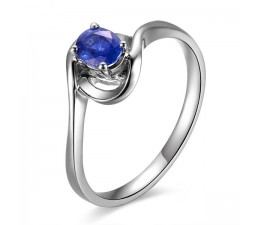 Solitaire Sapphire Engagement Ring on 10k White Gold