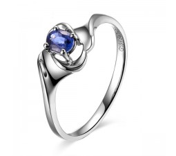 Solitaire Sapphire Engagement Ring on 10k White Gold
