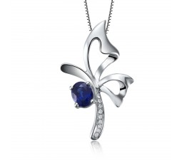 Superb Sapphire and Diamond Pendant on 10k White Gold