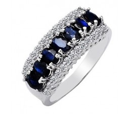 1.5 Carat Real Sapphire Wedding Band on Silver