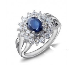 1 Carat Sapphire Gemstone Engagement Ring on Silver