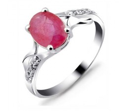 1.3 Carat Ruby Gemstone Engagement Ring on Silver